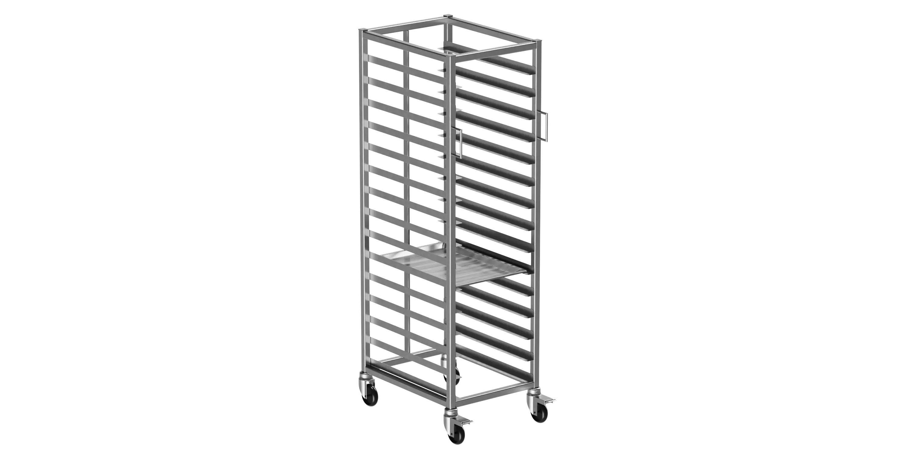 40x60 Tepsi Taşıma Arabası Tekli 15 Adet Kapasiteli(40x60 Tray Trolley Single) 15